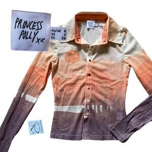 Princess Polly Button-up Scene Sheer Top Sz 4
